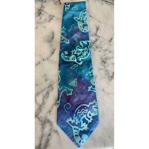 Tango By Max Raab Vintage Blue Lizard 100% Cotton Tie Made In USA